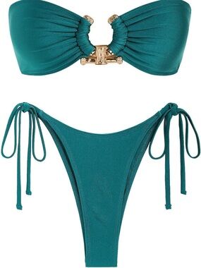 ZAFUL Metal Ring Bandeau Bikini NWT L3